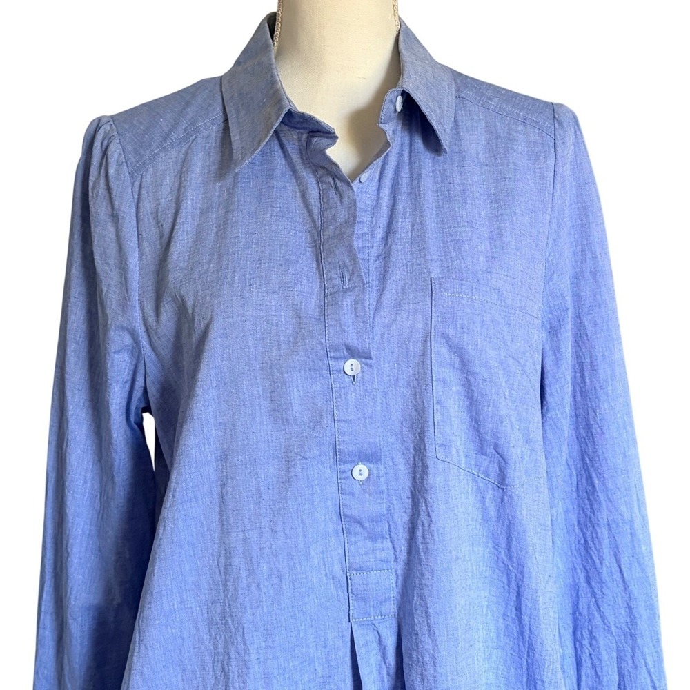 Tuckernuck Callahan Chambray Shirt Dress Blue Button Front Ruffle Hem Size L NWT - Picture 5 of 7